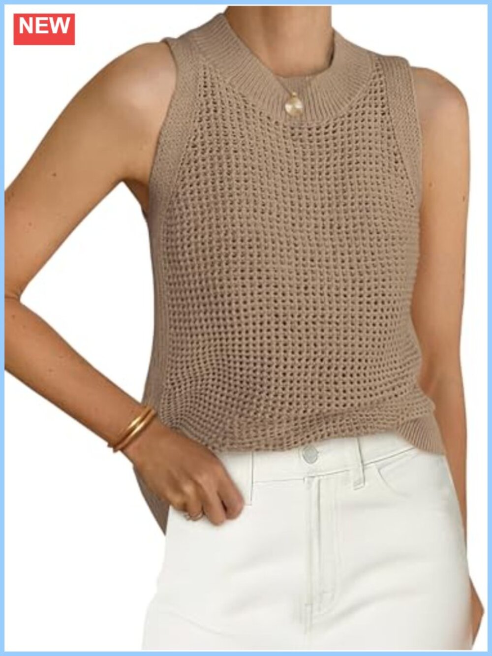 Womens Crochet Halter Tank Top Sleeveless Knit Sweater Summer Beach Cover Up